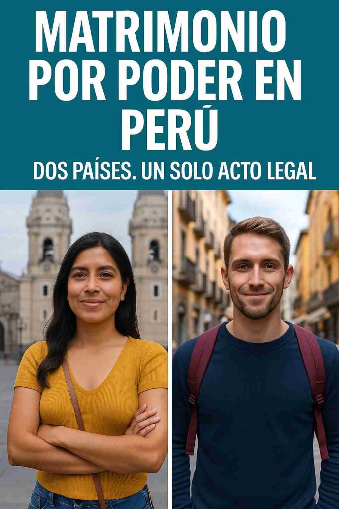 Pareja joven en diferentes países ilustra cómo es posible celebrar un matrimonio por poder en Perú sin estar ambos presentes físicamente, gracias a un solo acto legal internacional.