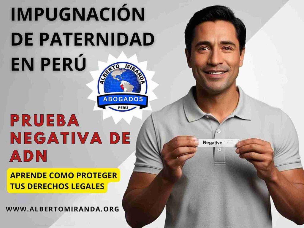 Hombre sosteniendo una prueba de ADN negativa, destacando servicios legales para la impugnación de paternidad en Perú por Alberto Miranda Abogados Perú.