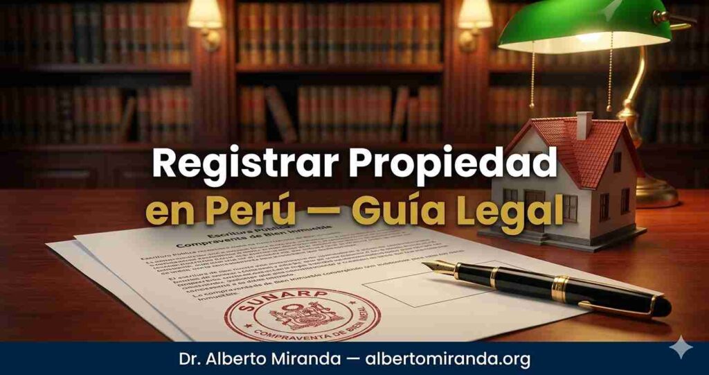 Escritura pública de compraventa de inmueble con sello SUNARP en Lima Perú — Dr. Alberto Miranda, abogado especializado en registro de propiedades para peruanos en el extranjero y extranjeros con inmuebles en Perú