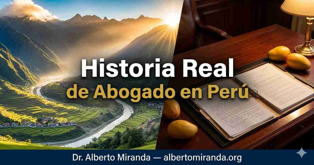 r. Alberto Miranda abogado peruano compartiendo una historia real de defensa exitosa de un joven de Huánuco — lección de dignidad y humanidad en la abogacía peruana