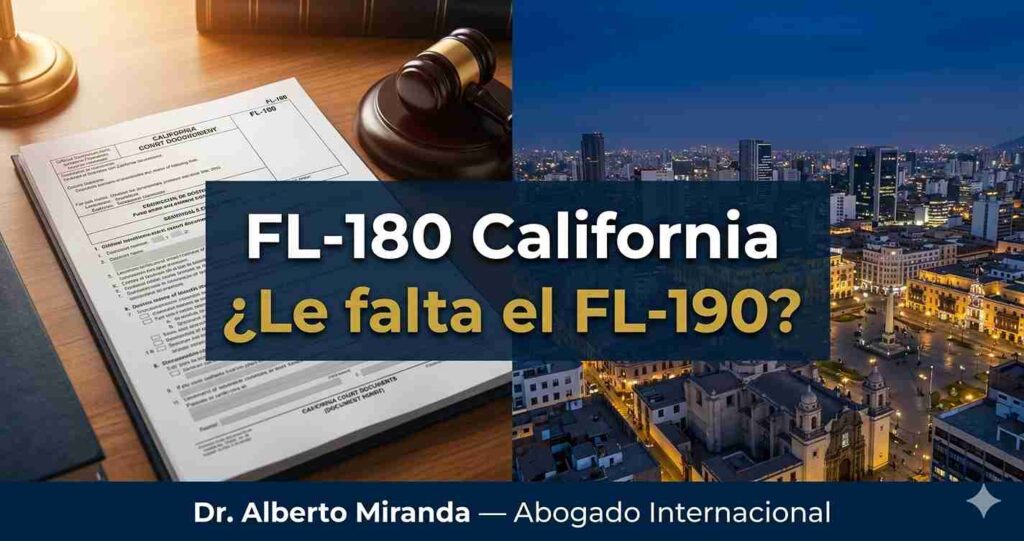 Documento FL-180 de California apostillado junto al FL-190 para tramitar el exequátur en Perú — Dr. Alberto Miranda