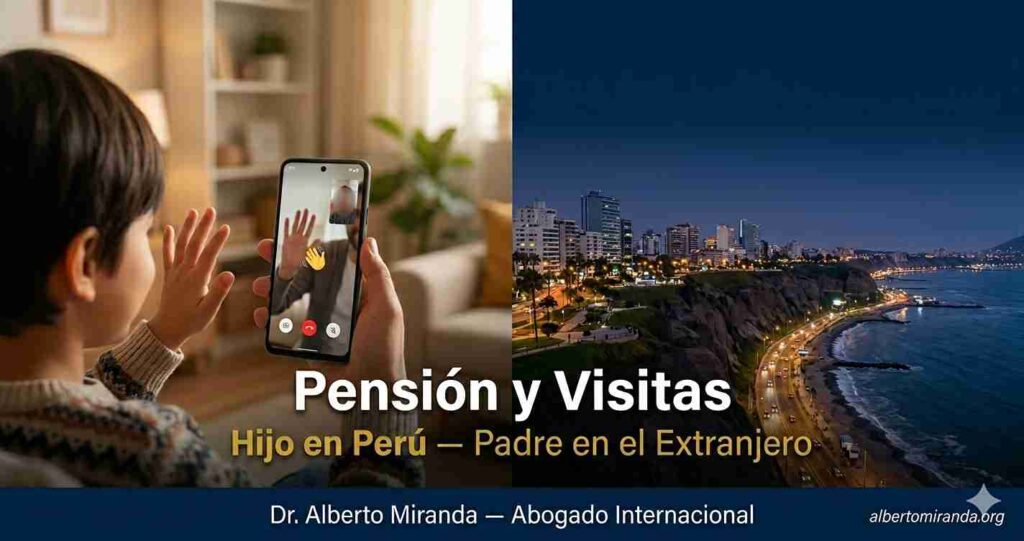Padre extranjero con foto de su hija pequeña en Lima, Perú — pensión de alimentos y régimen de visitas gestionados desde el extranjero con el Dr. Alberto Miranda
