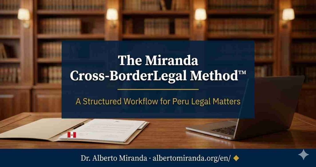 The Miranda Cross-Border Legal Method for Peru legal matters by Dr. Alberto Miranda, Peruvian law expert in Lima.