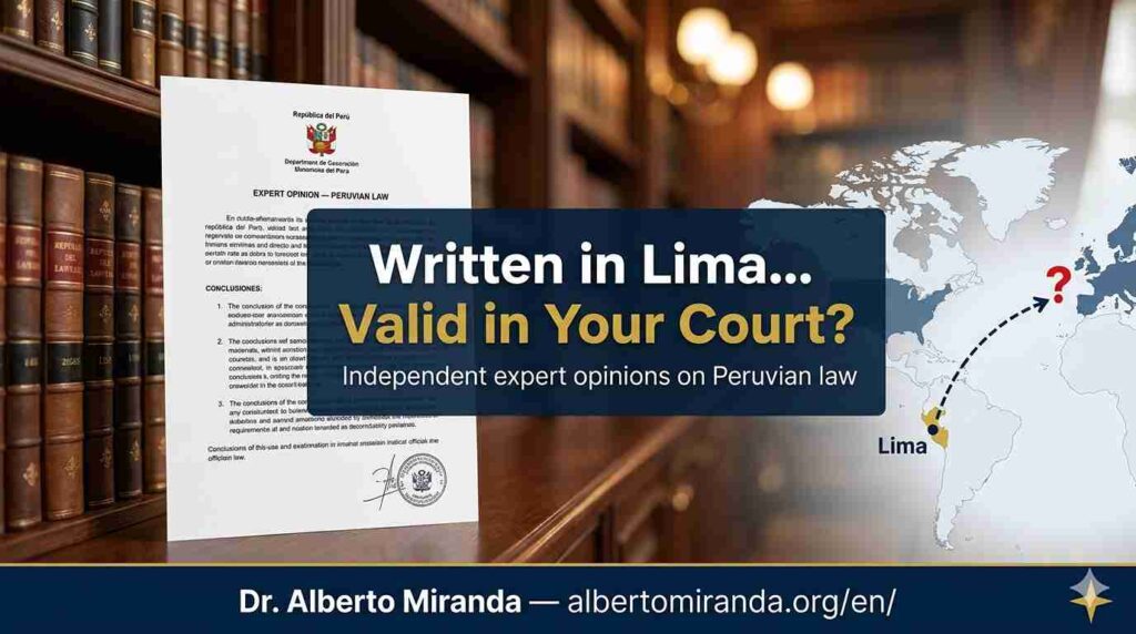 Peruvian law expert witness opinion prepared in Lima for use in a foreign court