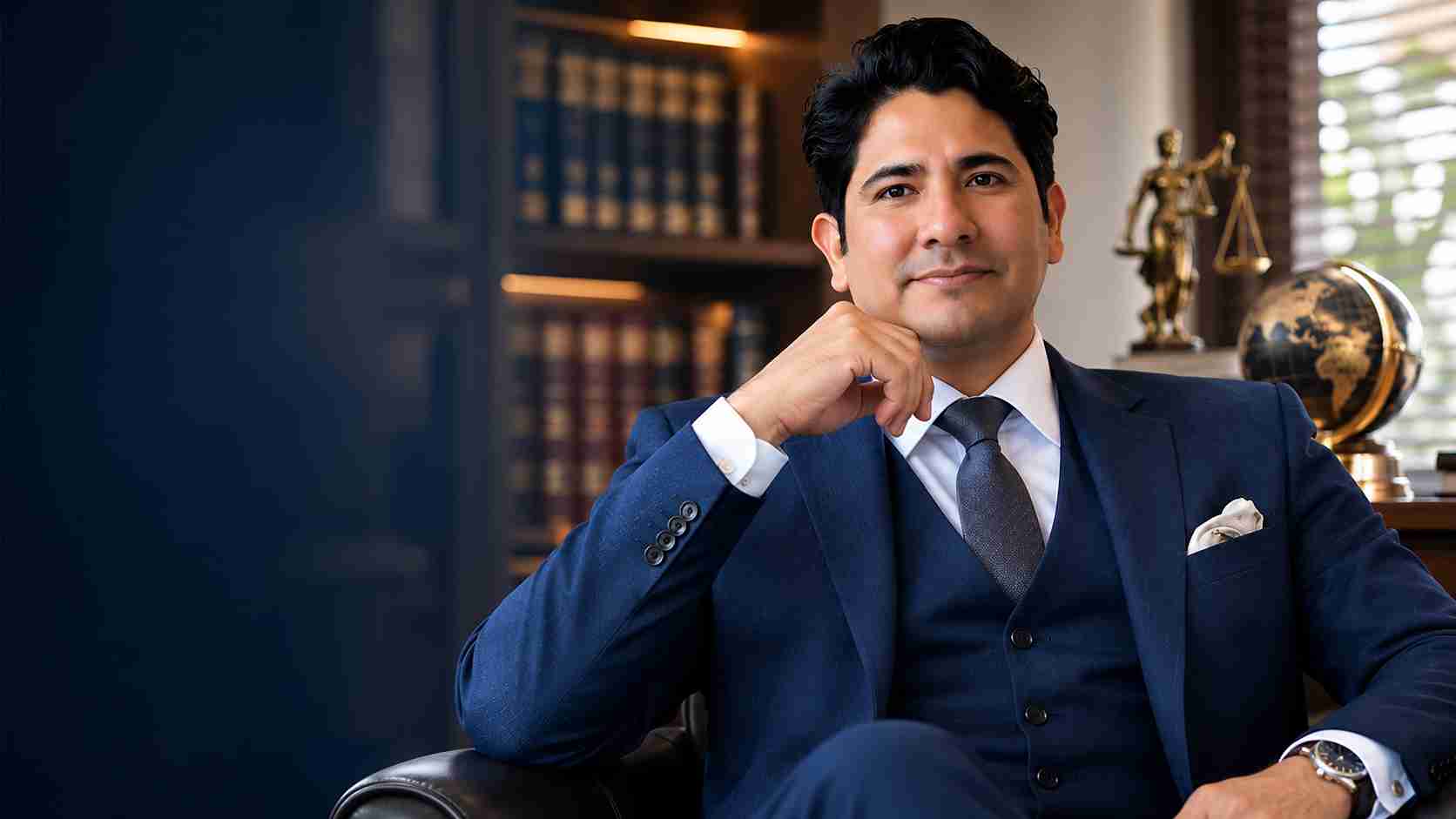 Dr. Alberto Miranda, Peru-qualified attorney and Peruvian law expert, seated in a professional legal setting.