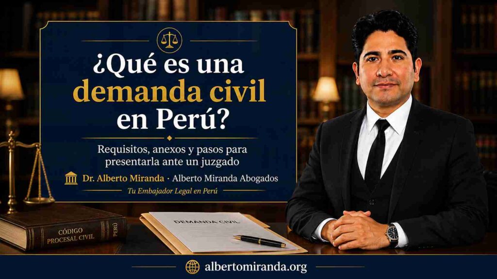 Dr. Alberto Miranda explica qué es una demanda civil en Perú, sus requisitos, anexos y presentación ante un juzgado