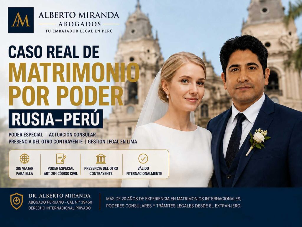 Dr. Alberto Miranda en imagen sobre caso real de matrimonio por poder entre Rusia y Perú.